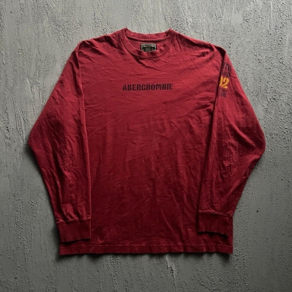 Vintage Abercrombie & Fitch Long Sleeve Shirt XL Red 1990s Surfing